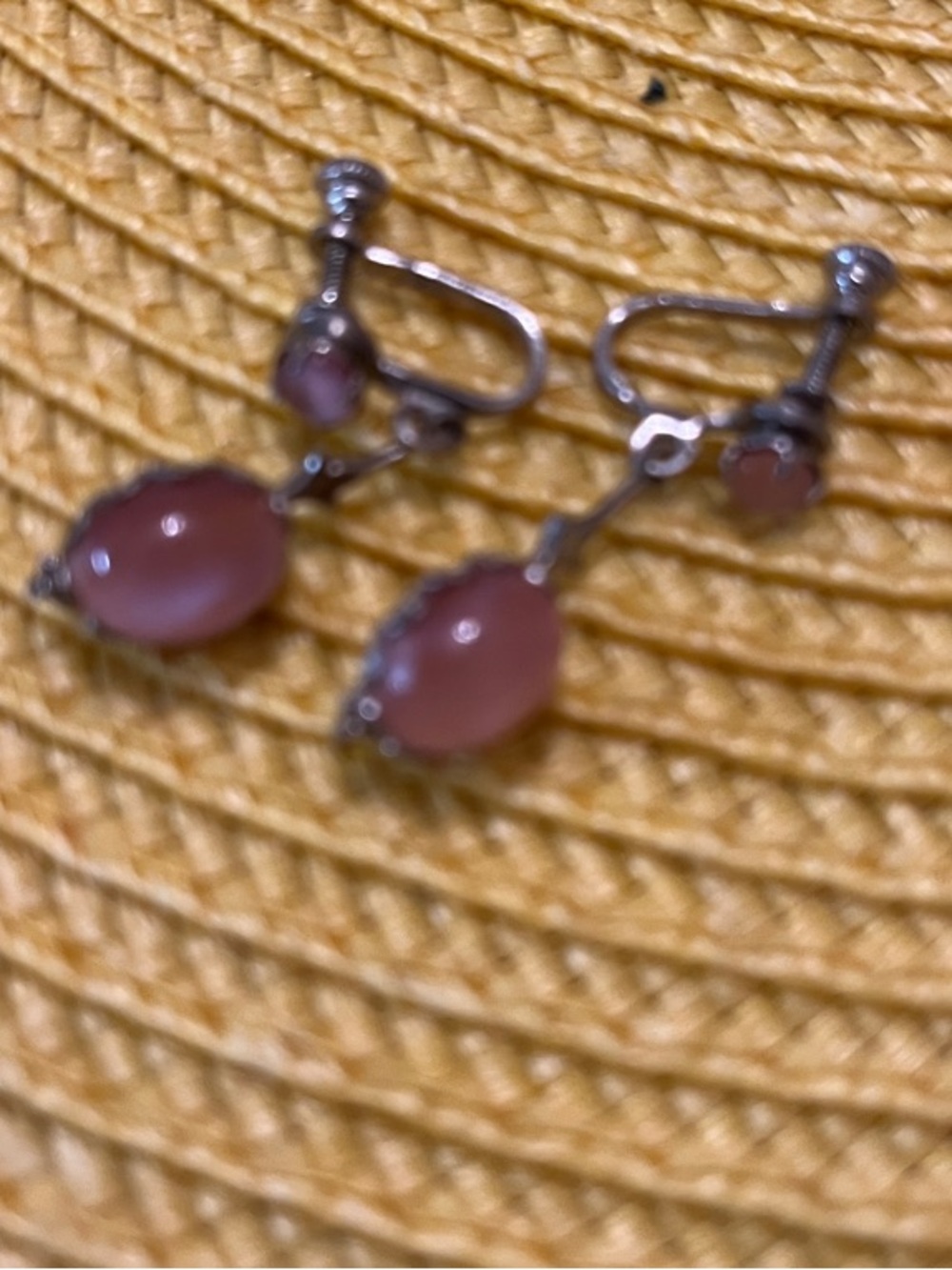 Elegant Pink Stone Drop Earrings - Unbranded